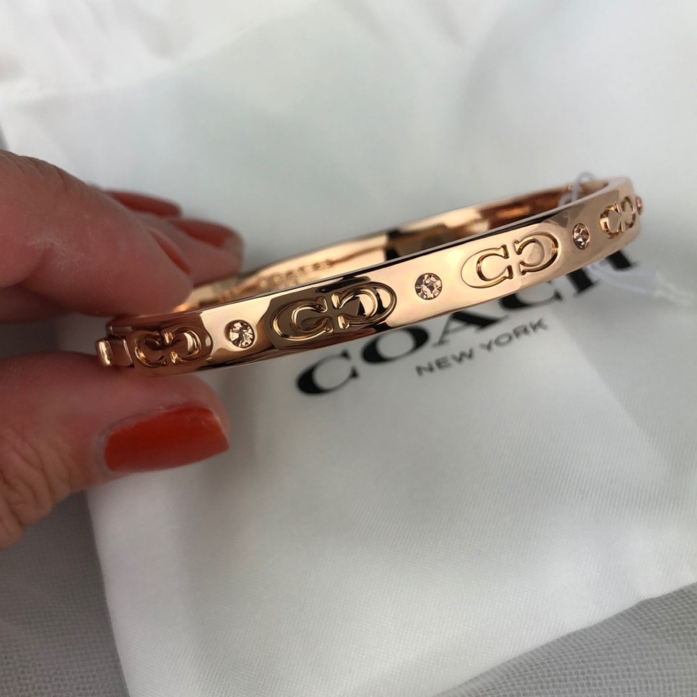 Coach bangle Pave bracelet rose gold hinged